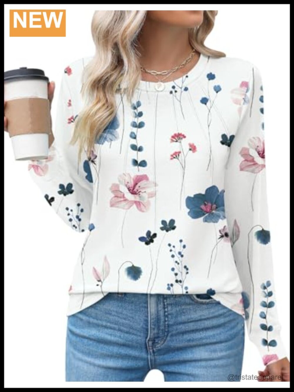 Women's Long Sleeve Pleated Blouse Crew Neck Dressy Casual Top